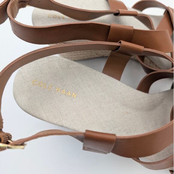 Cole Haan Crystal Slingback Espadrille Wedge Sandal Women's Brown Size US10B - Picture 10 of 11